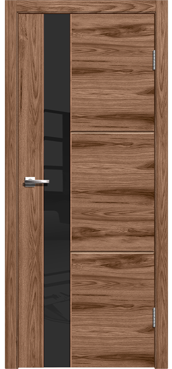 Межкомнатная дверь Легенда Лестер 2 Американский орех,стекло черное Американский орех Стекло Лакобель черное