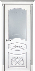 Товар Межкомнатная дверь Смальта 05 Белый ral 9003  патина серебро