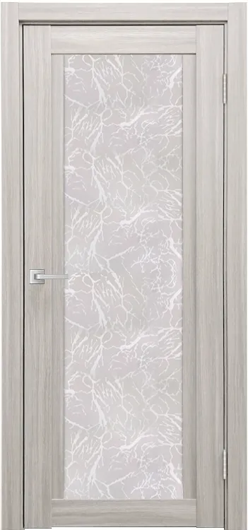 Межкомнатная дверь Легенда К-11 тон Белая лиственница Остекление Гранит прозрачный